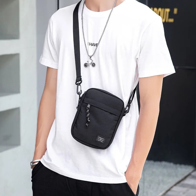 Casual Shoulder Chest Bag for Men Handbags Solid Color Messenger Phone Wallet Bag Mini Nylon Crossbody Sling Bag Husband Purse