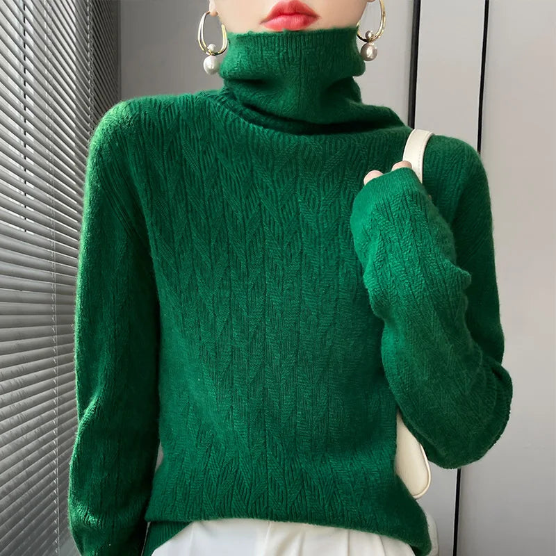 2022 Cashmere Sweater Women's Casual Turtleneck Pullover Fashion Knitwear Women's Autumn And Winter  Solid Color Sweater