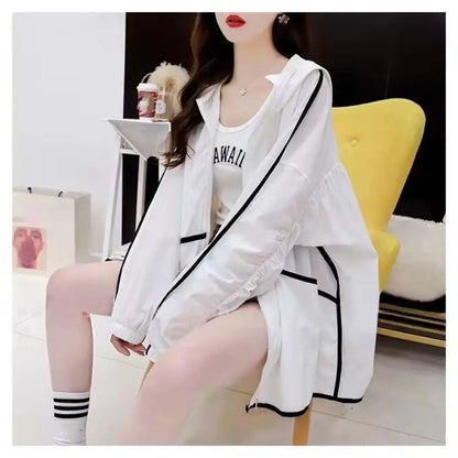 Breathable Women Sunscreen Hoodie Fashion Long-sleeved Thin Jacket