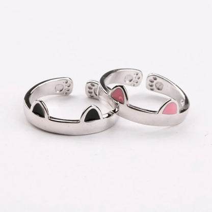 Trendy Cat Paw and Ear Ring for Girls, Minimalist Indie Pet Jewelry, Open Design Finger Ring