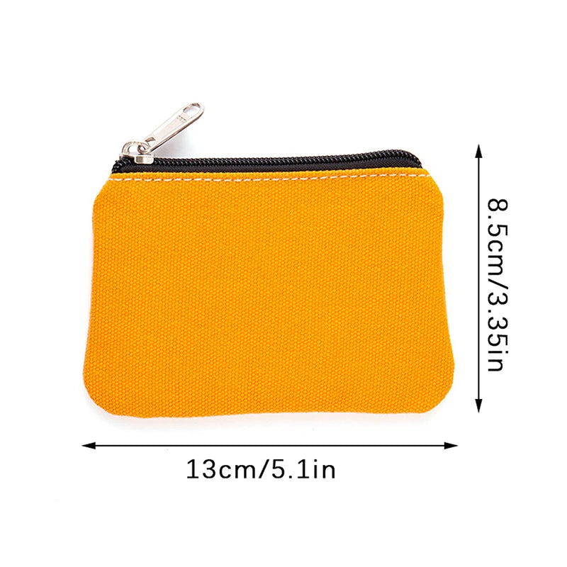 Solid Color DIY Canvas Coin Purse Zipper Mini Coin Key Bag Money Pocket Women Men Simple Coin Purse Small Wallet