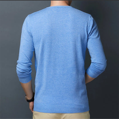 V-neck sweater thin section line clothing casual new bottoming knit sweater solid color