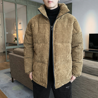 Corduroy Padded Jacket Men Winter Thickening