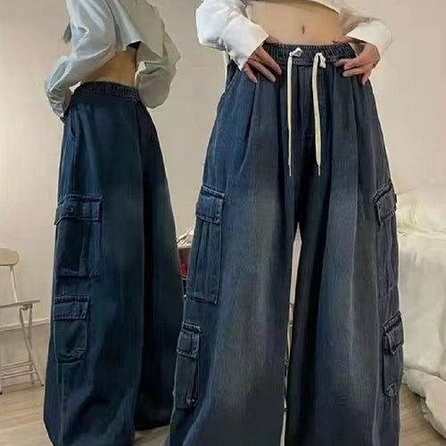 Jeans Tooling Loose Wide Leg Pants Women